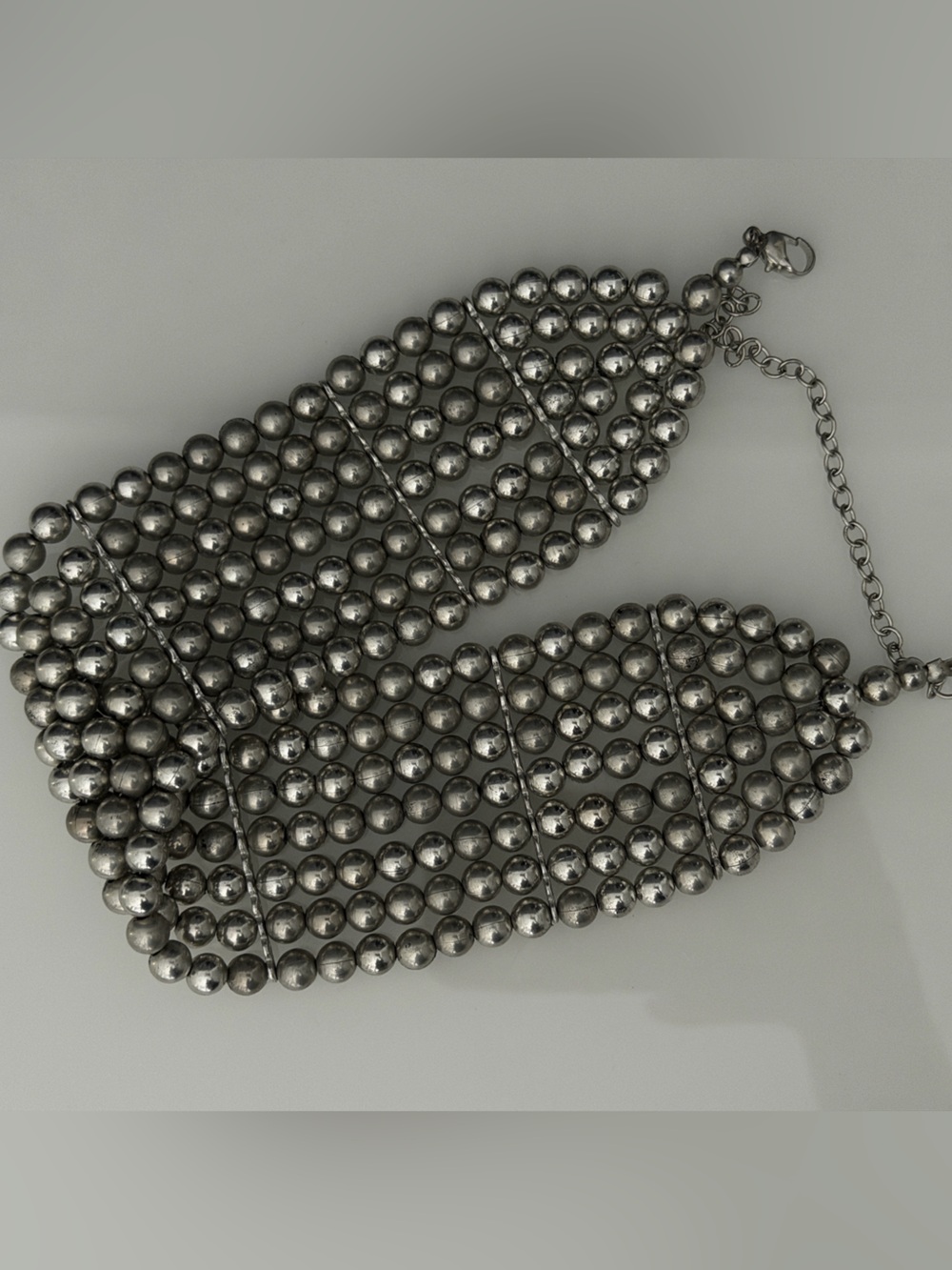 Pebby Forevee Silver Beaded Statement Choker Necklace